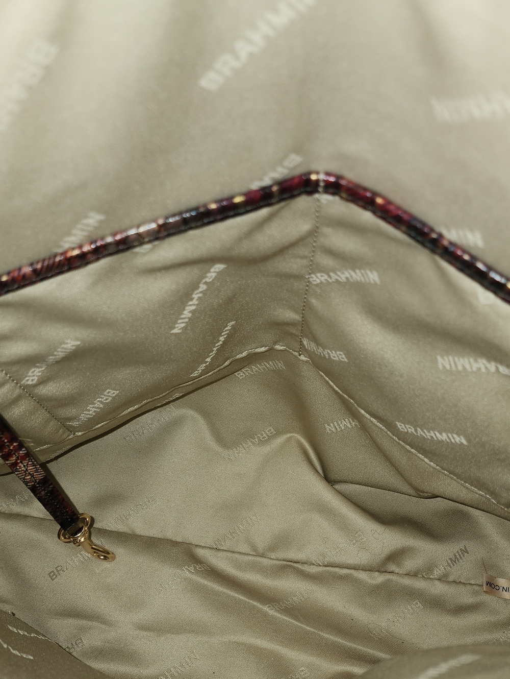 Brahmin Women's Multi-Color Plaid Croc-Embossed Satchel Preowned - Picture 9 of 12